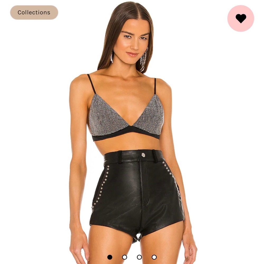Understated Leather - Studded Combo Shorts in Black (Size M)